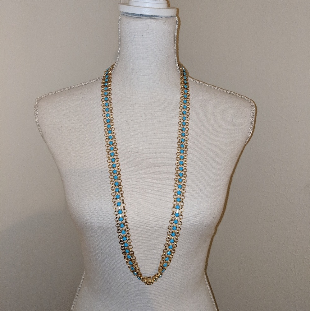 NWT Leslie Danzis Turquoise and Gold Necklace